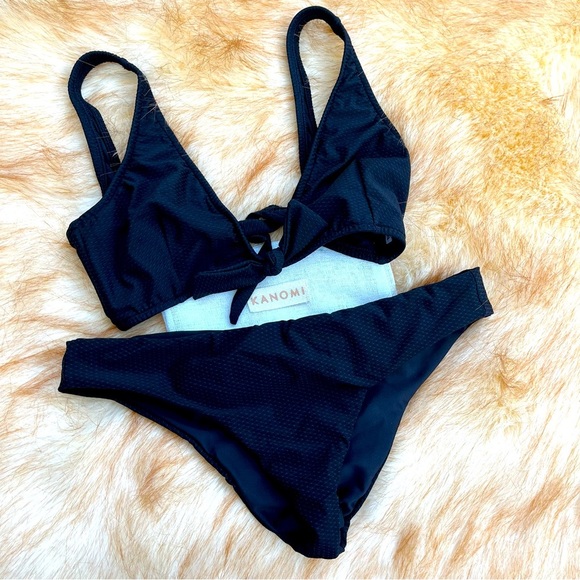 KANOMI Bikini 👙 Tie back bow front Top bottom matching set SzM sexy high waist - Picture 1 of 9